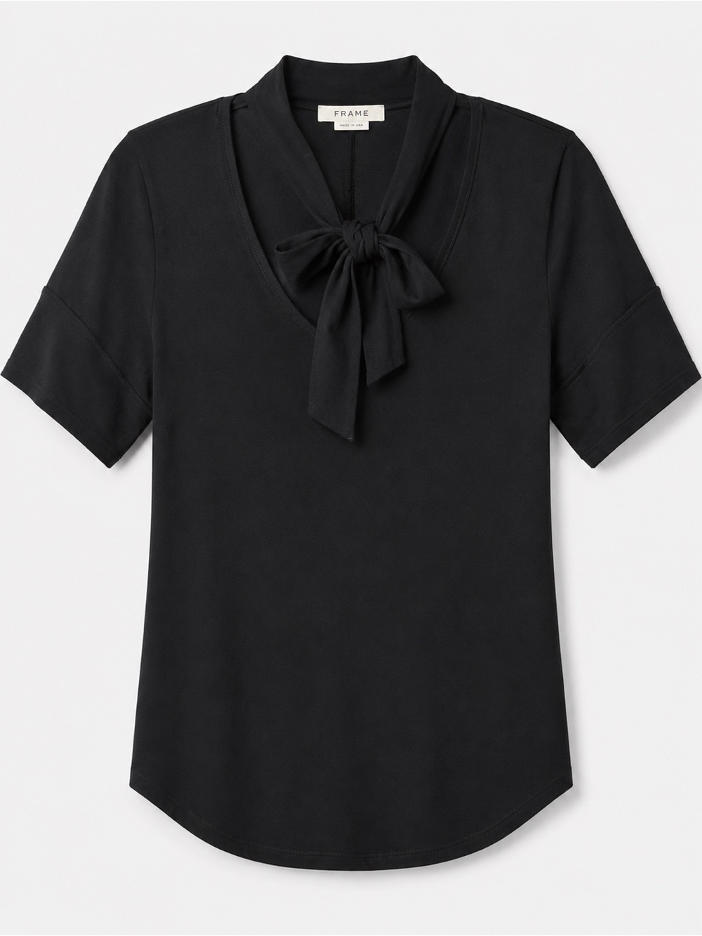 Frame Denim Black Bow Neck Top Size Small EUC - Picture 3 of 5